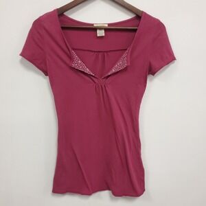 Vintage Love Rocks Womens Y2K V Neck Elena Gilbert Top Size M Purple‎ Preppy 90S